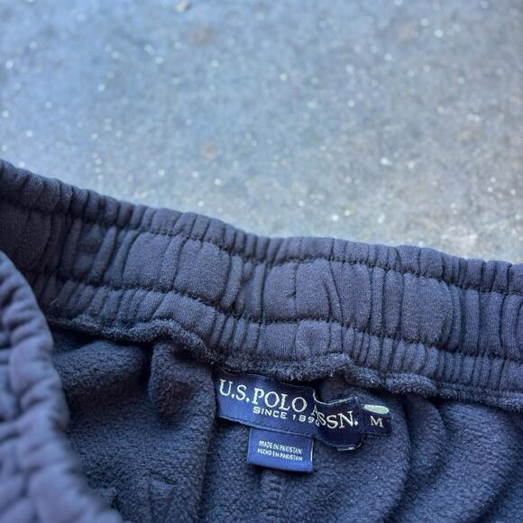 Ralph Lauren U.S. Polo Mens Black Fleece Drawstring Shorts Mens M Zip Pocket Y2K - Picture 5 of 6